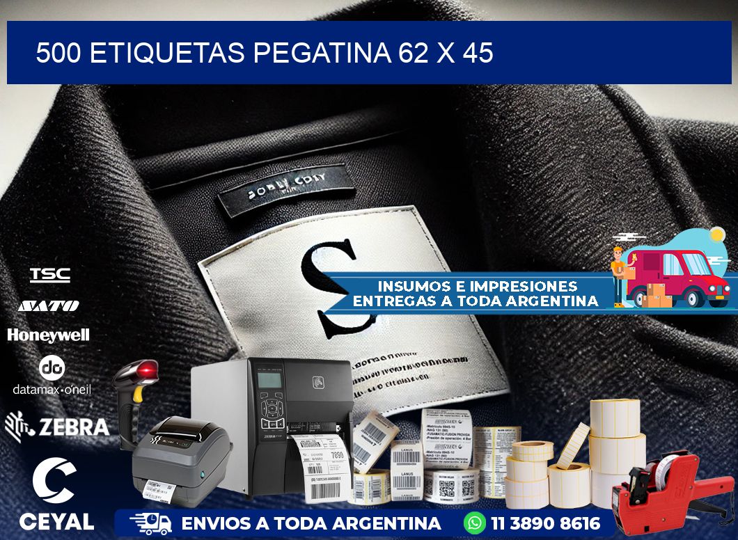 500 ETIQUETAS PEGATINA 62 x 45