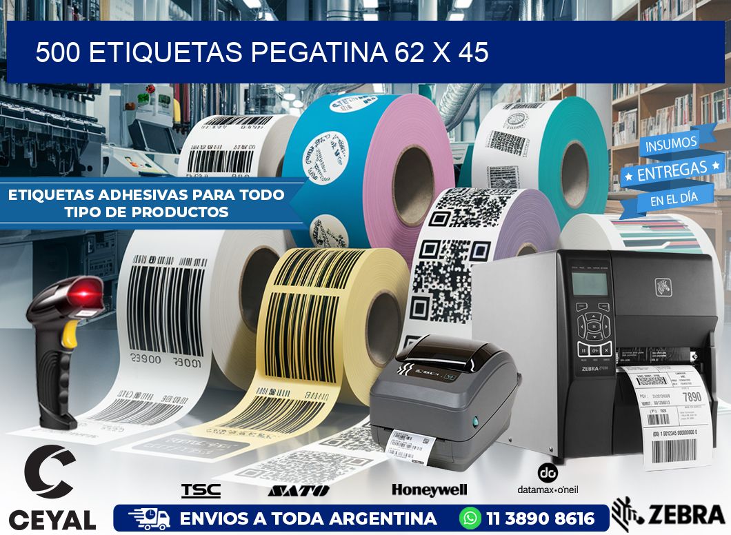 500 ETIQUETAS PEGATINA 62 x 45