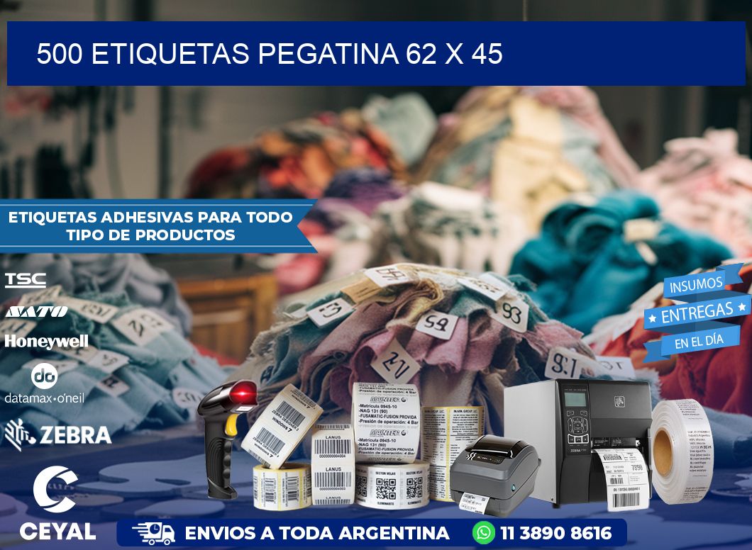 500 ETIQUETAS PEGATINA 62 x 45