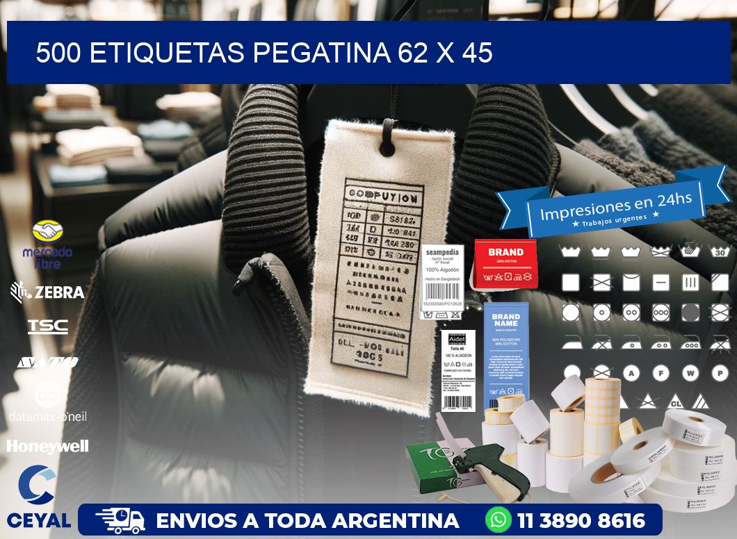 500 ETIQUETAS PEGATINA 62 x 45