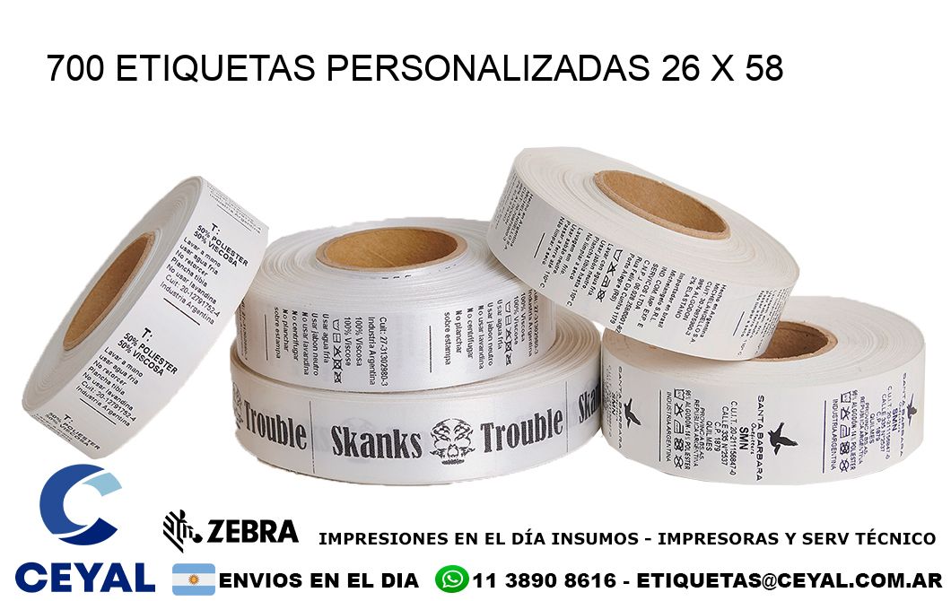 700 ETIQUETAS PERSONALIZADAS 26 x 58