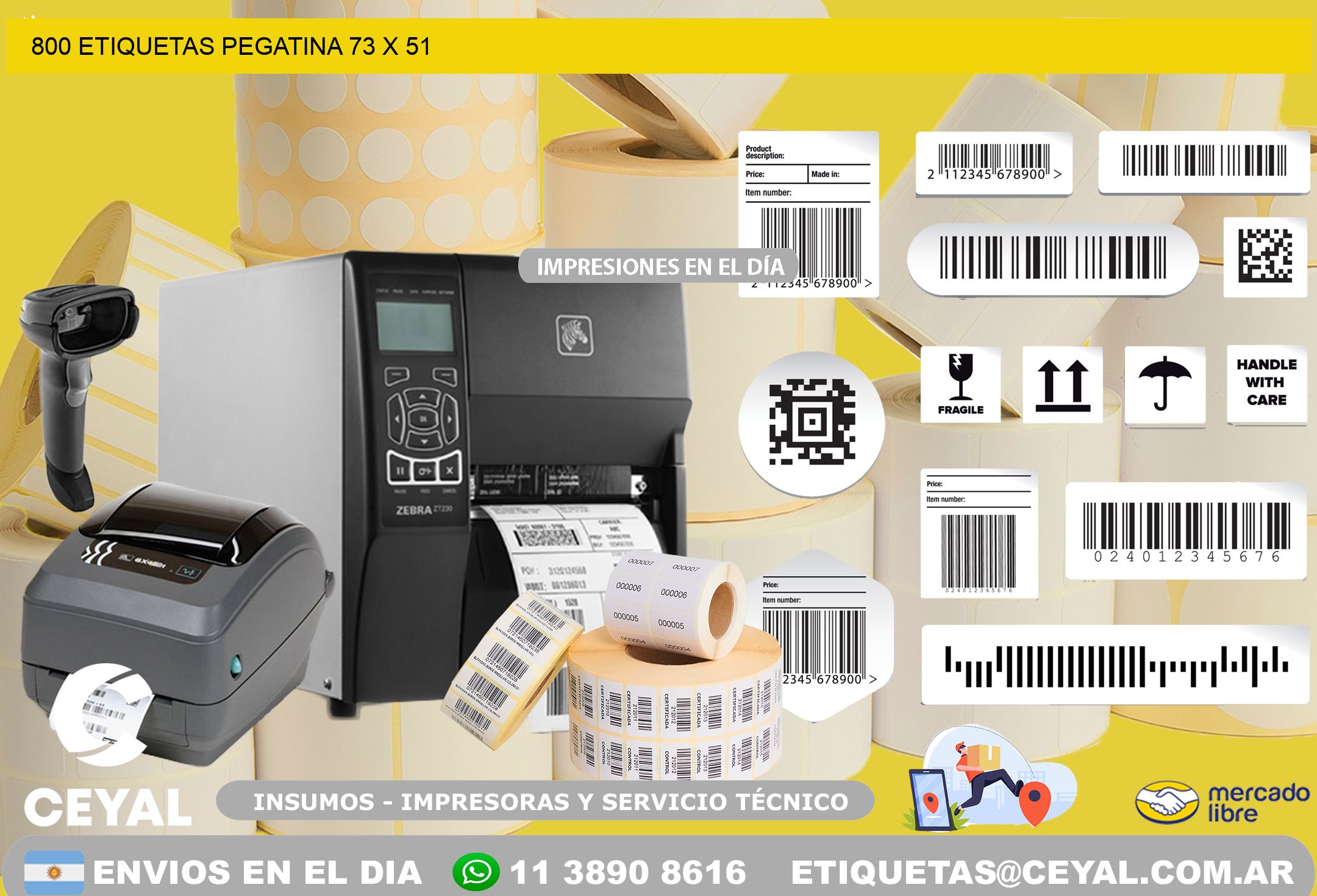 800 ETIQUETAS PEGATINA 73 x 51