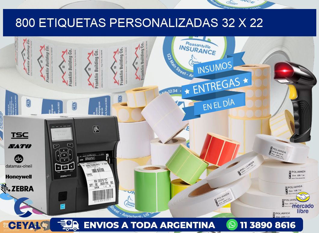 800 ETIQUETAS PERSONALIZADAS 32 x 22