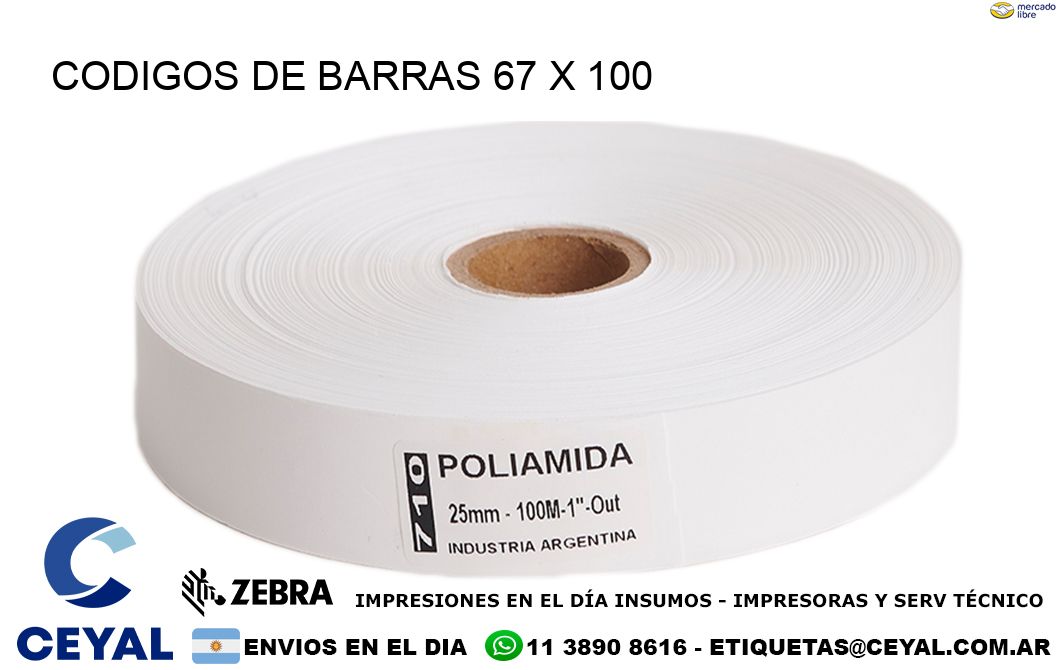 CODIGOS DE BARRAS 67 x 100