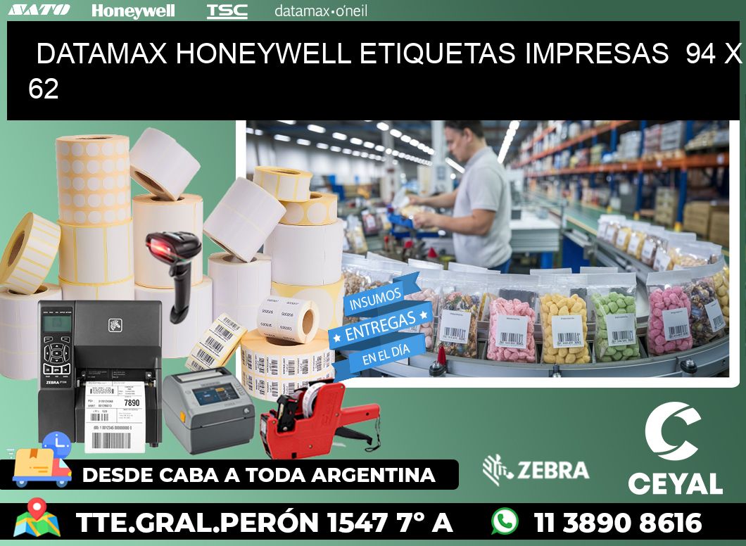 DATAMAX HONEYWELL ETIQUETAS IMPRESAS  94 x 62