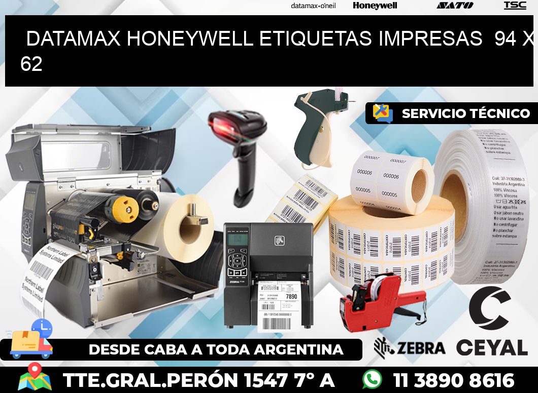 DATAMAX HONEYWELL ETIQUETAS IMPRESAS  94 x 62