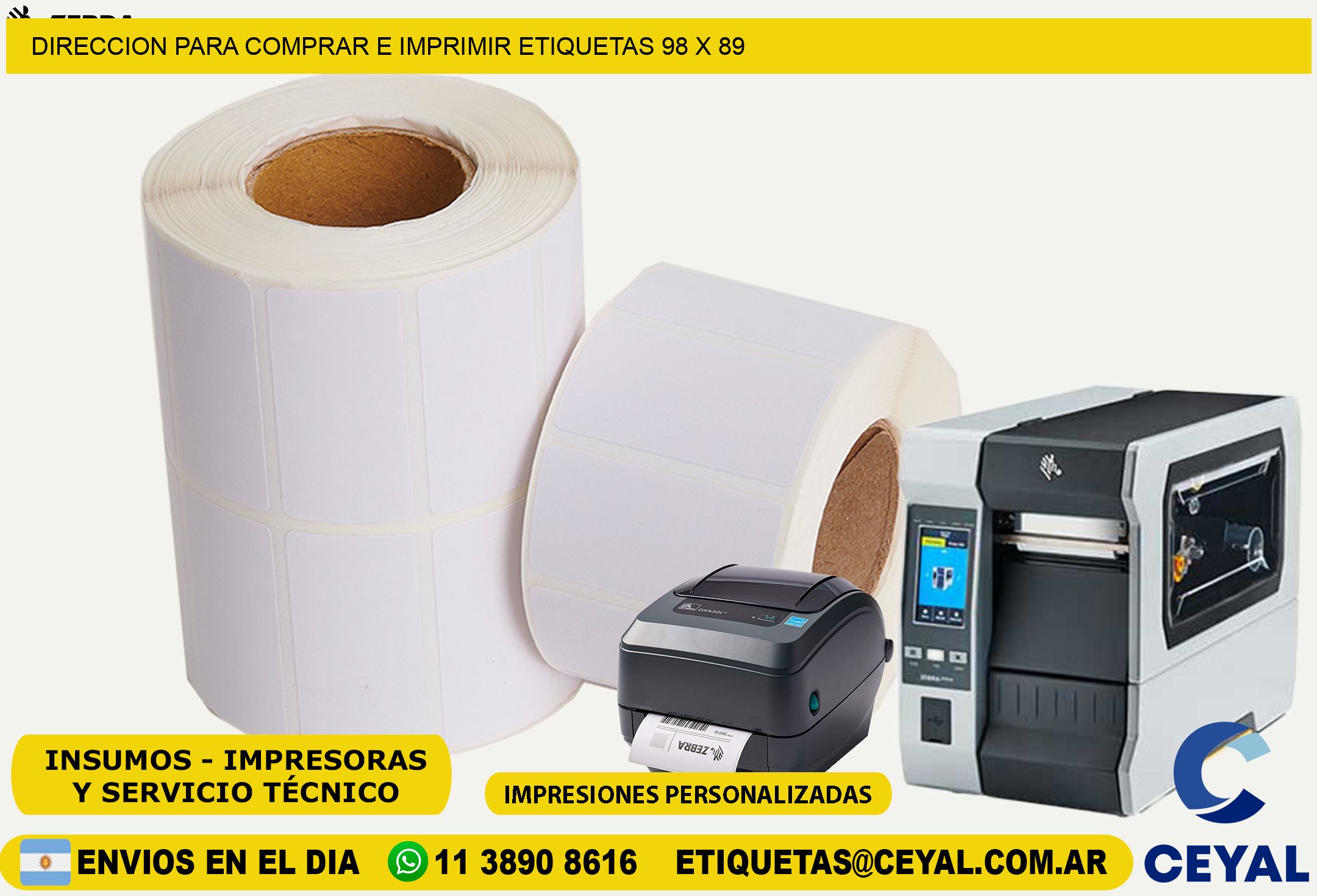 DIRECCION PARA COMPRAR E IMPRIMIR ETIQUETAS 98 x 89