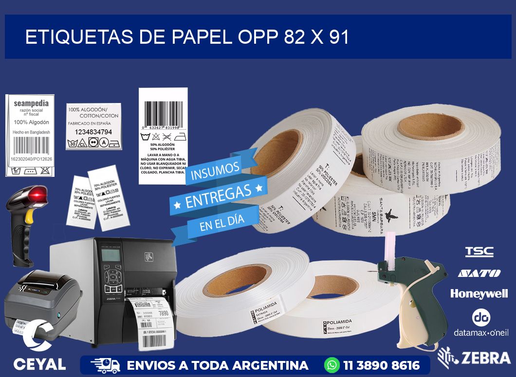 ETIQUETAS DE PAPEL OPP 82 x 91