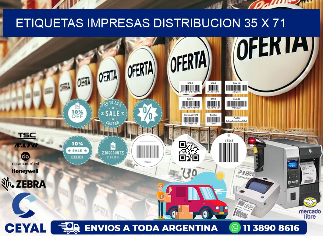 ETIQUETAS IMPRESAS DISTRIBUCION 35 x 71