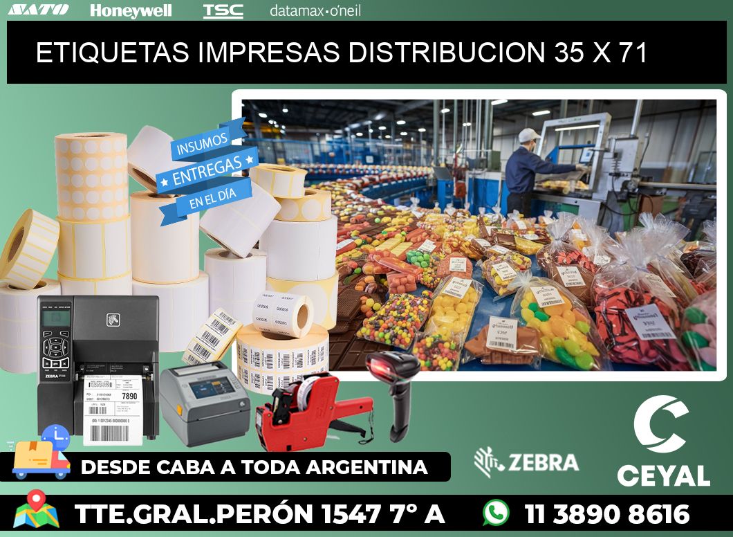 ETIQUETAS IMPRESAS DISTRIBUCION 35 x 71