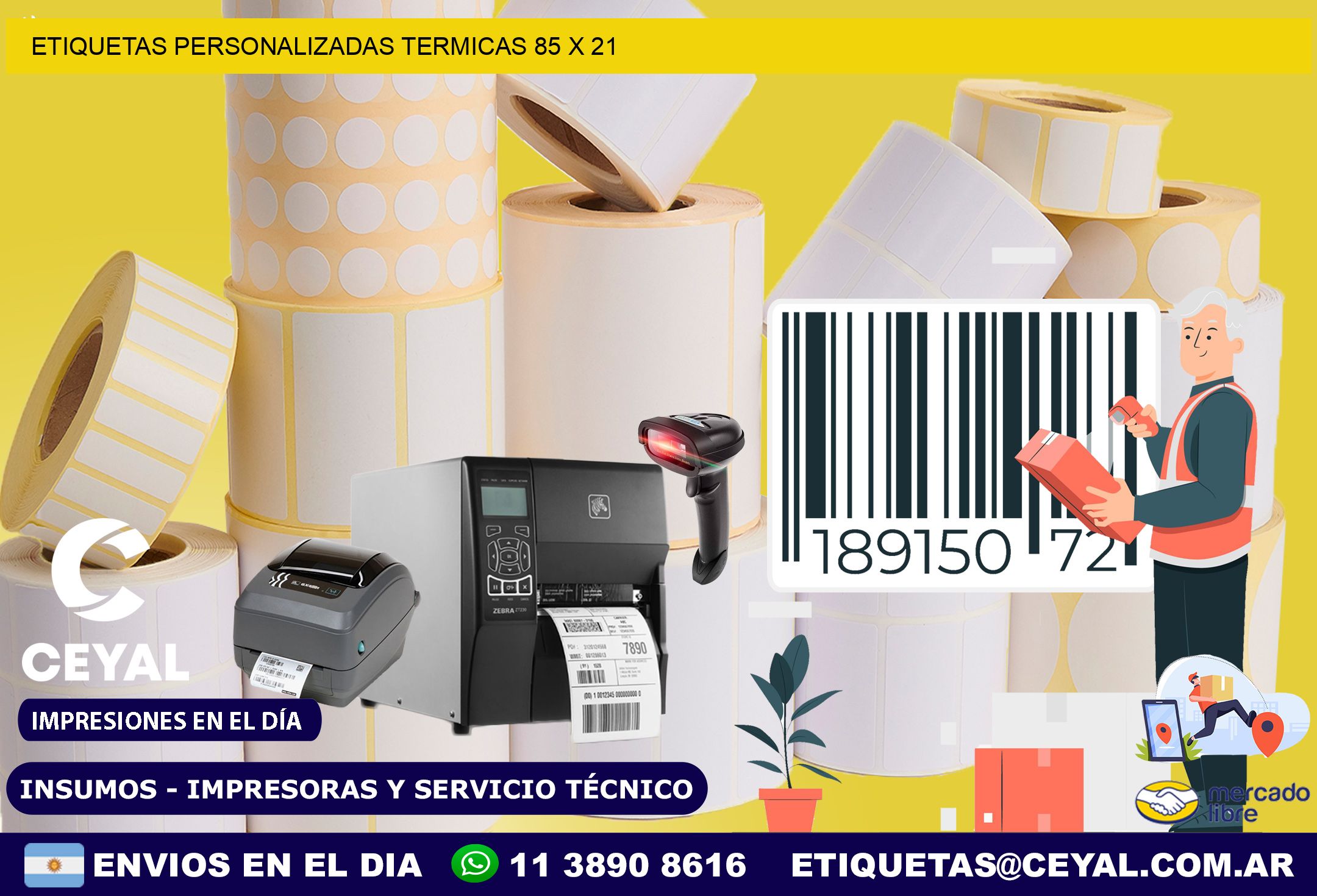 ETIQUETAS PERSONALIZADAS TERMICAS 85 x 21