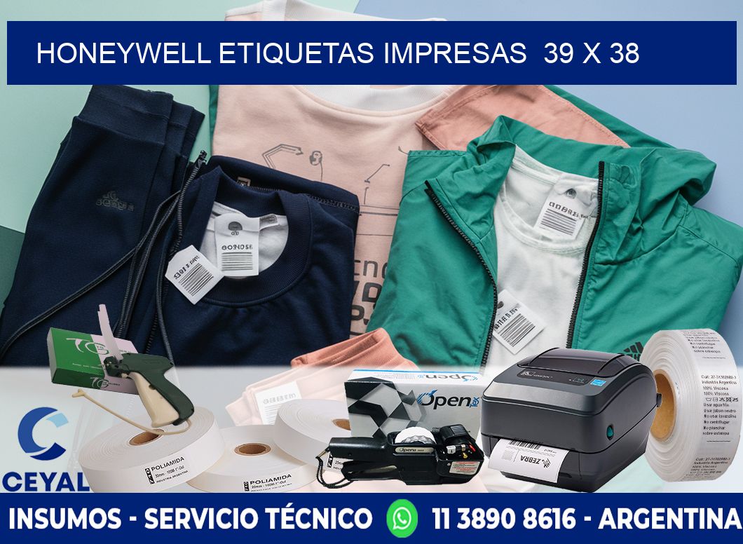 HONEYWELL ETIQUETAS IMPRESAS  39 x 38