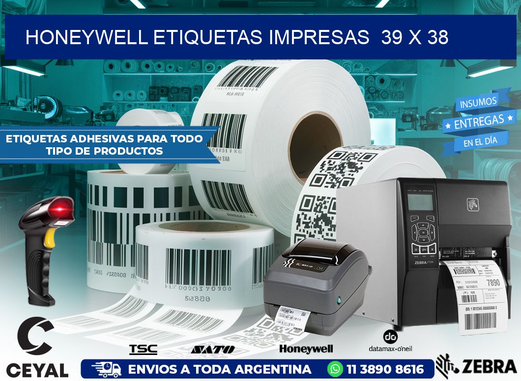 HONEYWELL ETIQUETAS IMPRESAS  39 x 38