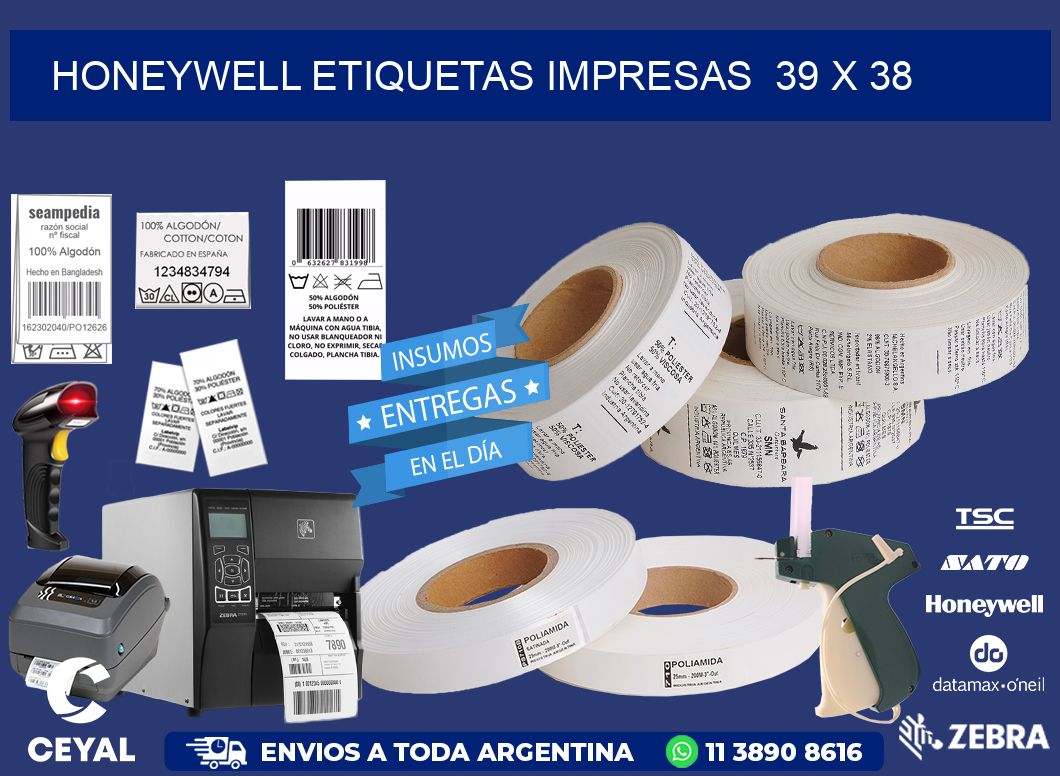 HONEYWELL ETIQUETAS IMPRESAS  39 x 38