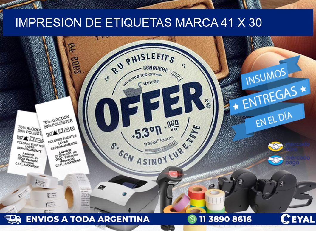 IMPRESION DE ETIQUETAS MARCA 41 x 30
