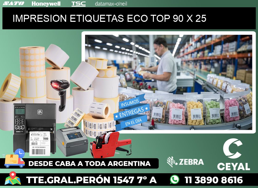 IMPRESION ETIQUETAS ECO TOP 90 x 25