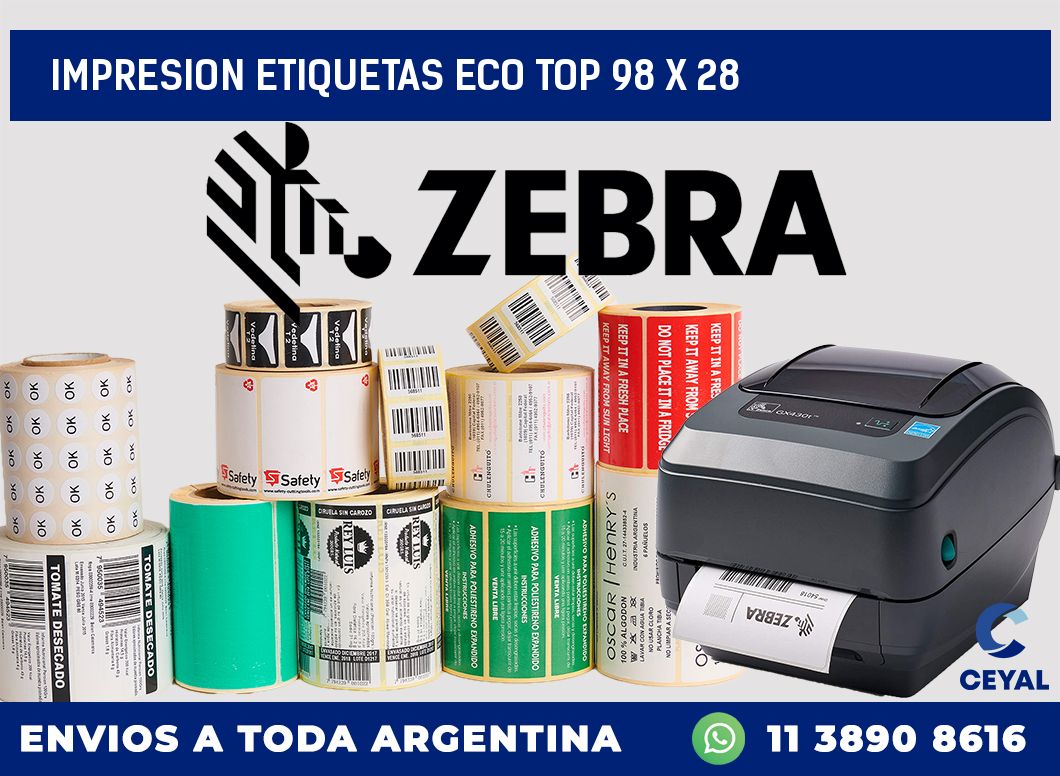 IMPRESION ETIQUETAS ECO TOP 98 x 28