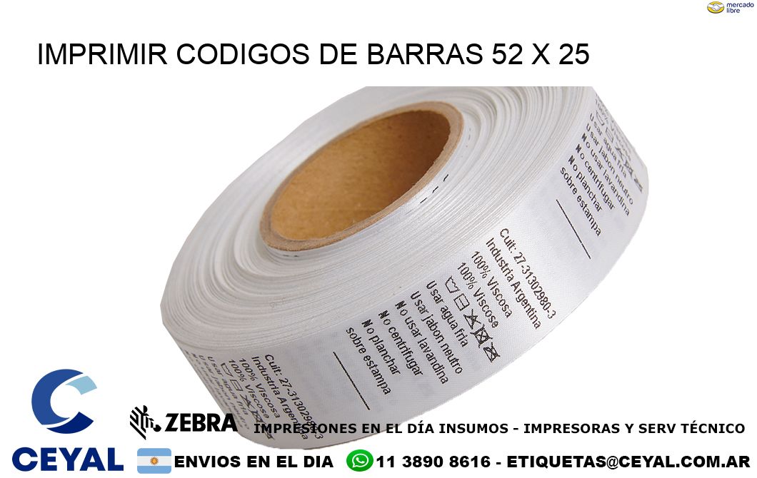 IMPRIMIR CODIGOS DE BARRAS 52 x 25