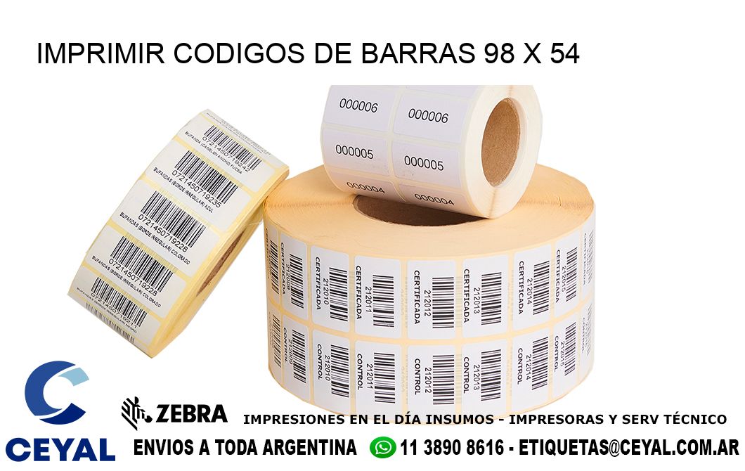 IMPRIMIR CODIGOS DE BARRAS 98 x 54