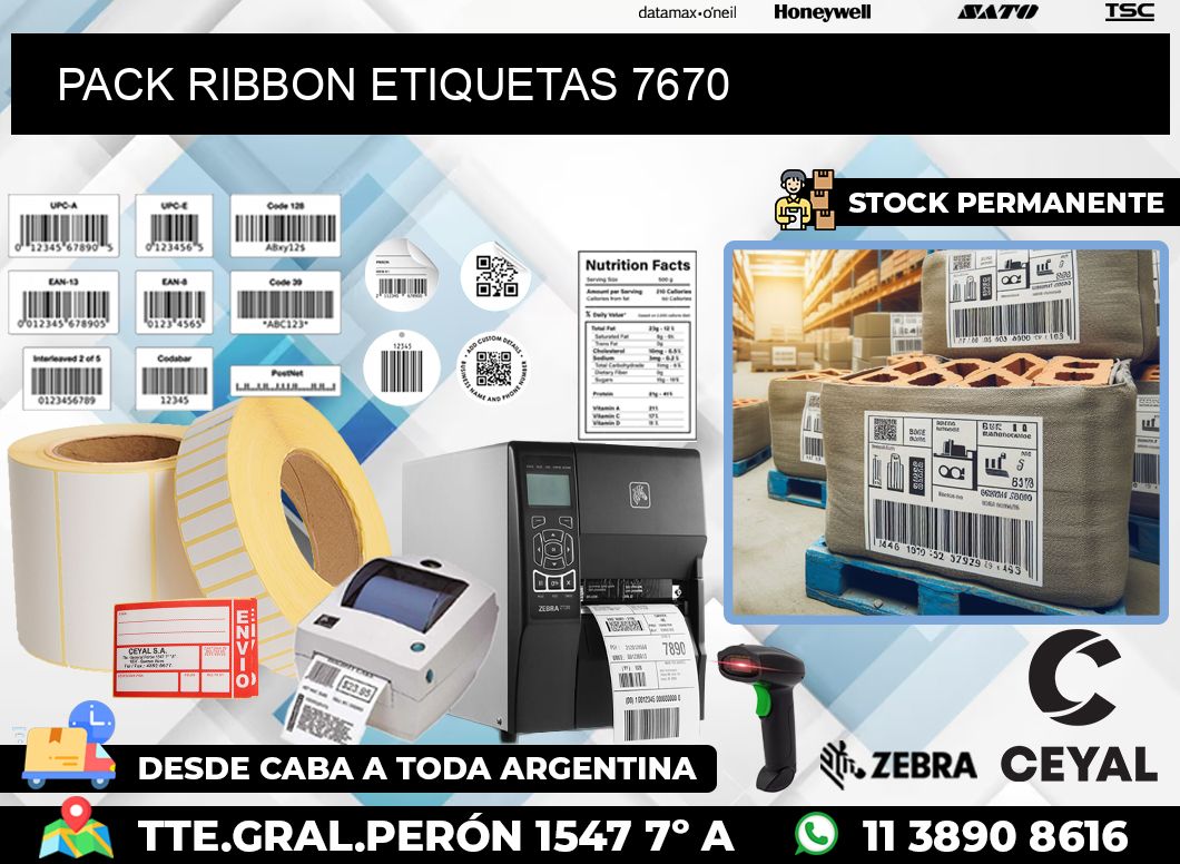 PACK RIBBON ETIQUETAS 7670