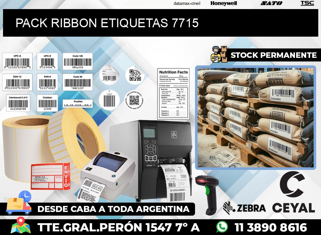 PACK RIBBON ETIQUETAS 7715