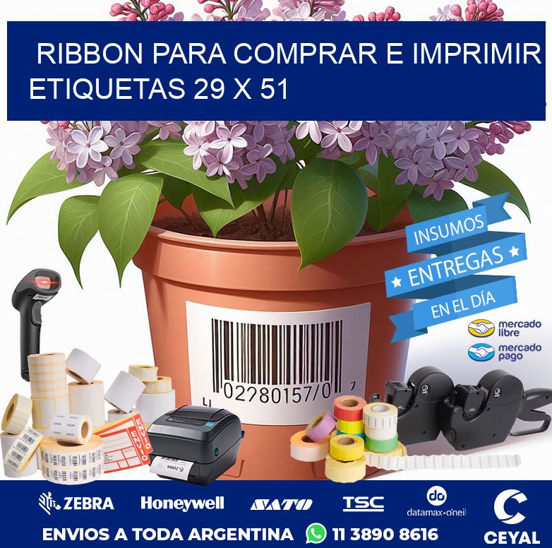 RIBBON PARA COMPRAR E IMPRIMIR ETIQUETAS 29 x 51