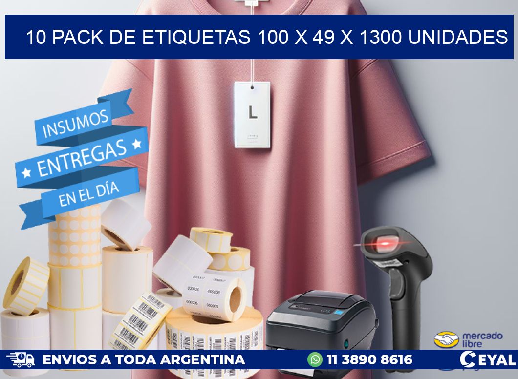 10 PACK DE ETIQUETAS 100 x 49 X 1300 UNIDADES