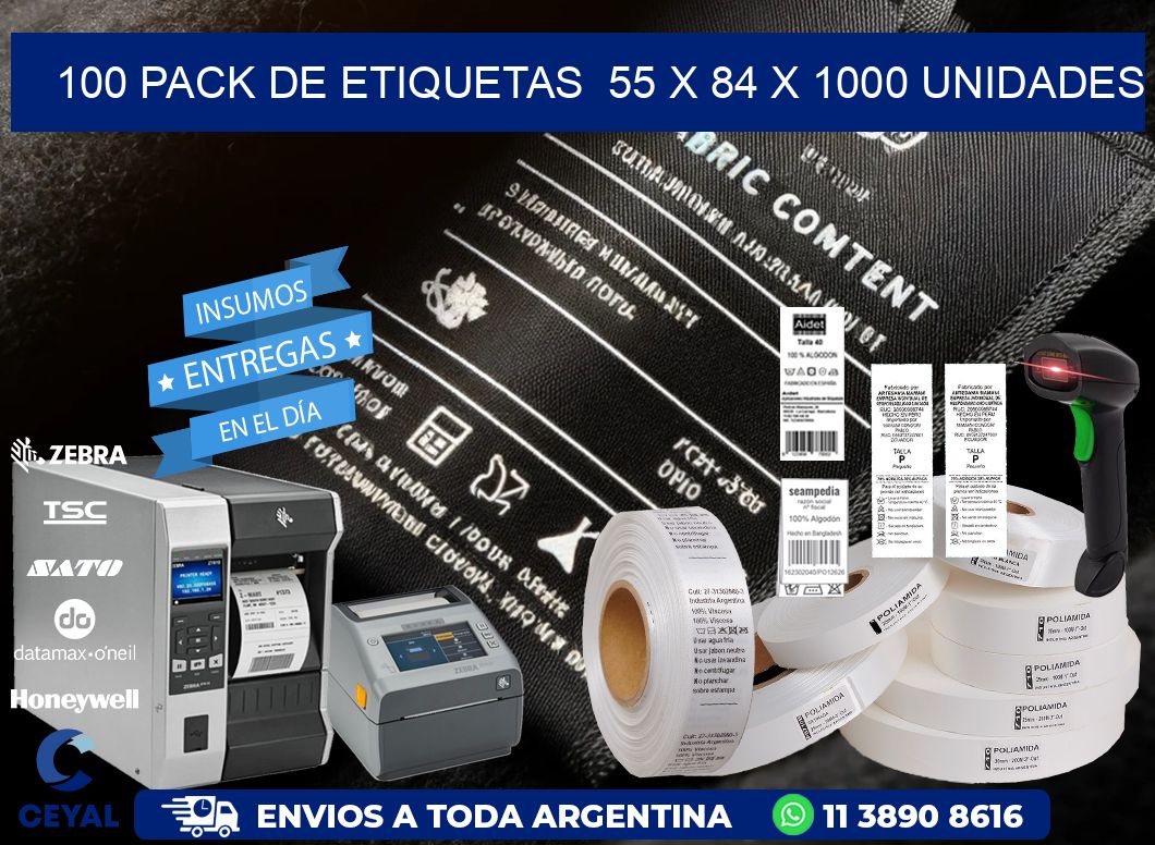 100 PACK DE ETIQUETAS  55 x 84 X 1000 UNIDADES