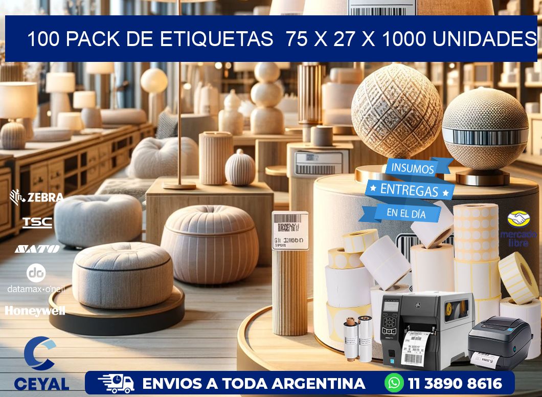 100 PACK DE ETIQUETAS  75 x 27 X 1000 UNIDADES