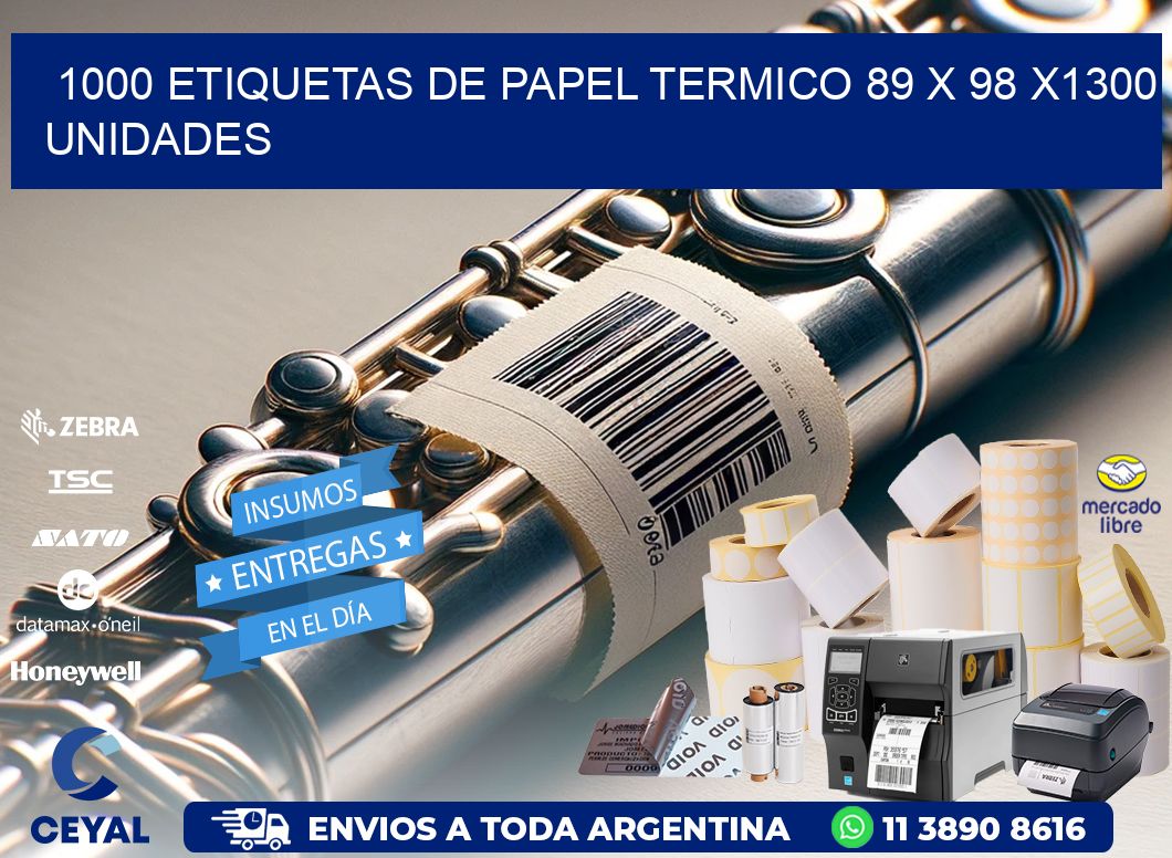 1000 ETIQUETAS DE PAPEL TERMICO 89 x 98 X1300 UNIDADES