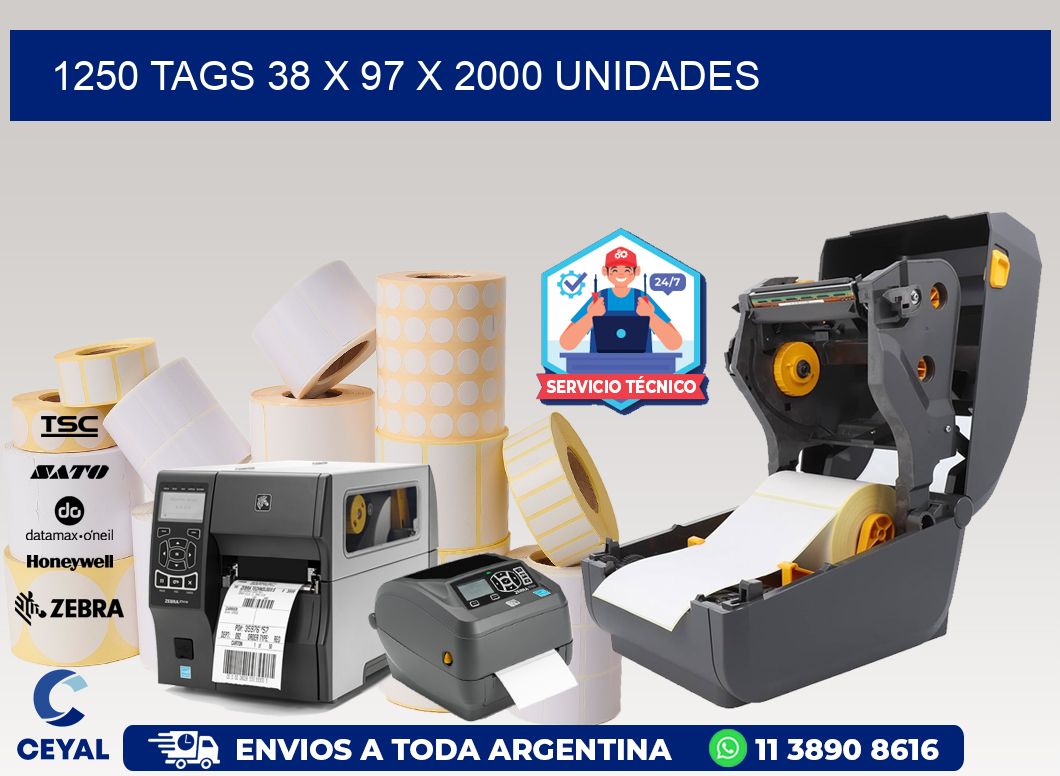 1250 TAGS 38 x 97 X 2000 UNIDADES