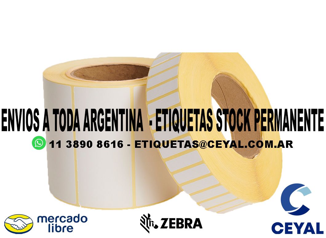 15 ROLLOS  ETIQUETAS ZEBRA 91 x 57 X 3000 UNIDADES