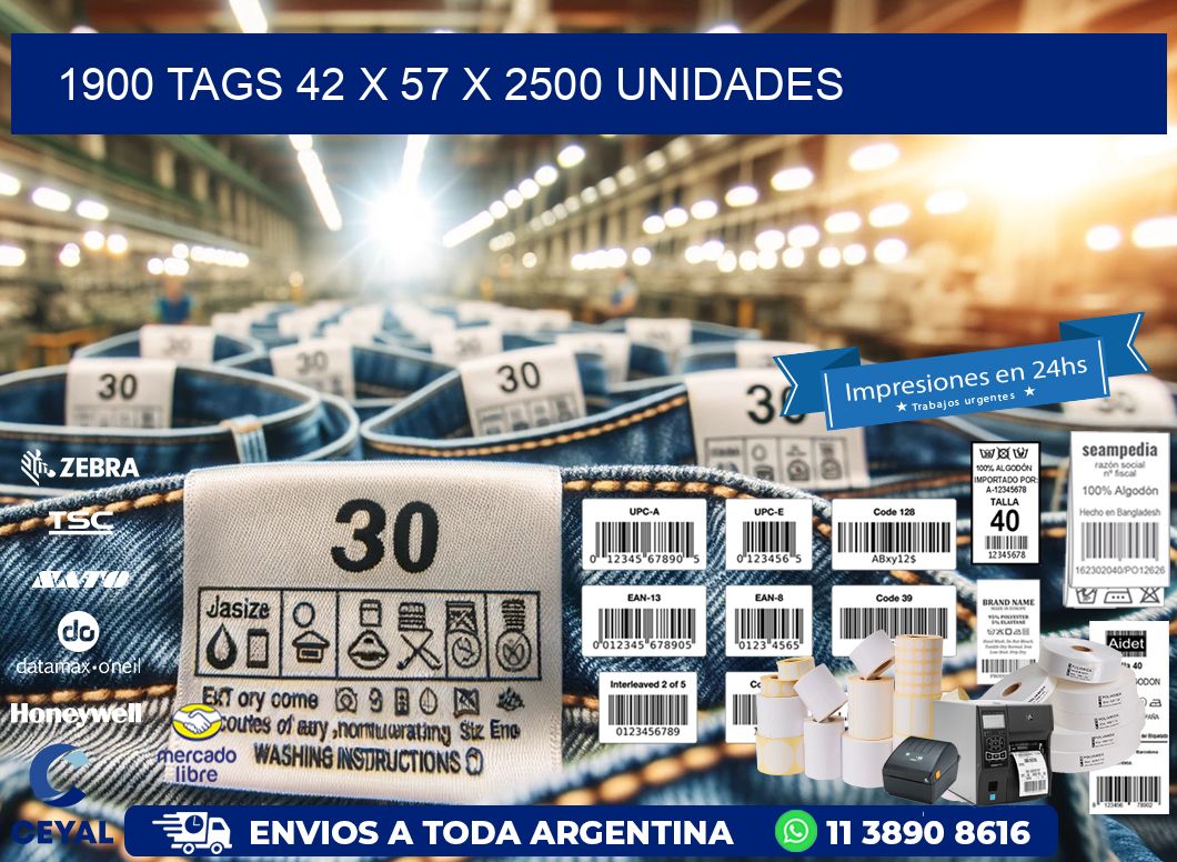 1900 TAGS 42 x 57 X 2500 UNIDADES