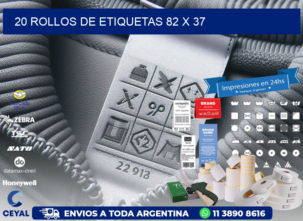 20 ROLLOS DE ETIQUETAS 82 x 37