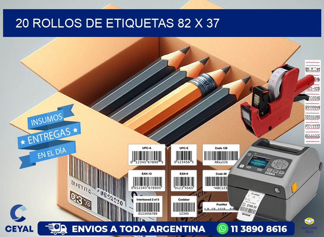 20 ROLLOS DE ETIQUETAS 82 x 37