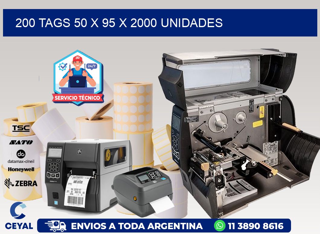 200 TAGS 50 x 95 X 2000 UNIDADES