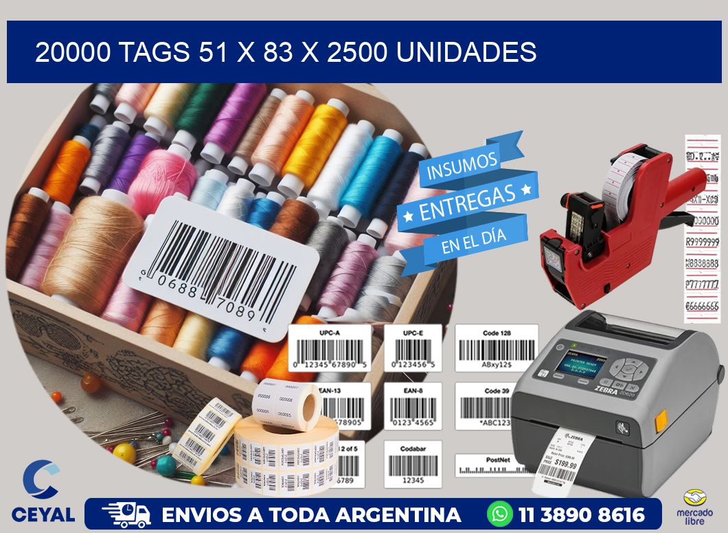 20000 TAGS 51 x 83 X 2500 UNIDADES