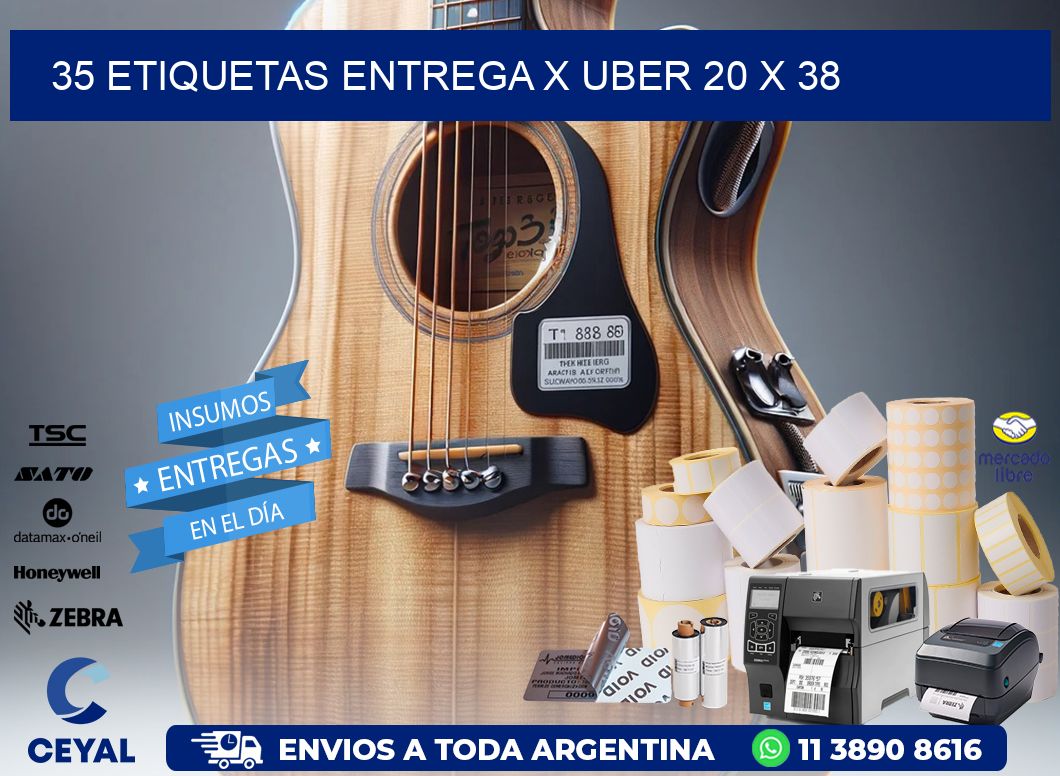 35 ETIQUETAS ENTREGA X UBER 20 x 38