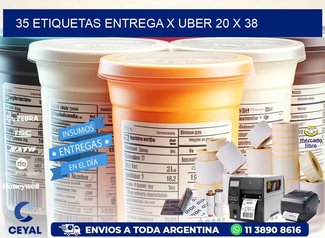 35 ETIQUETAS ENTREGA X UBER 20 x 38