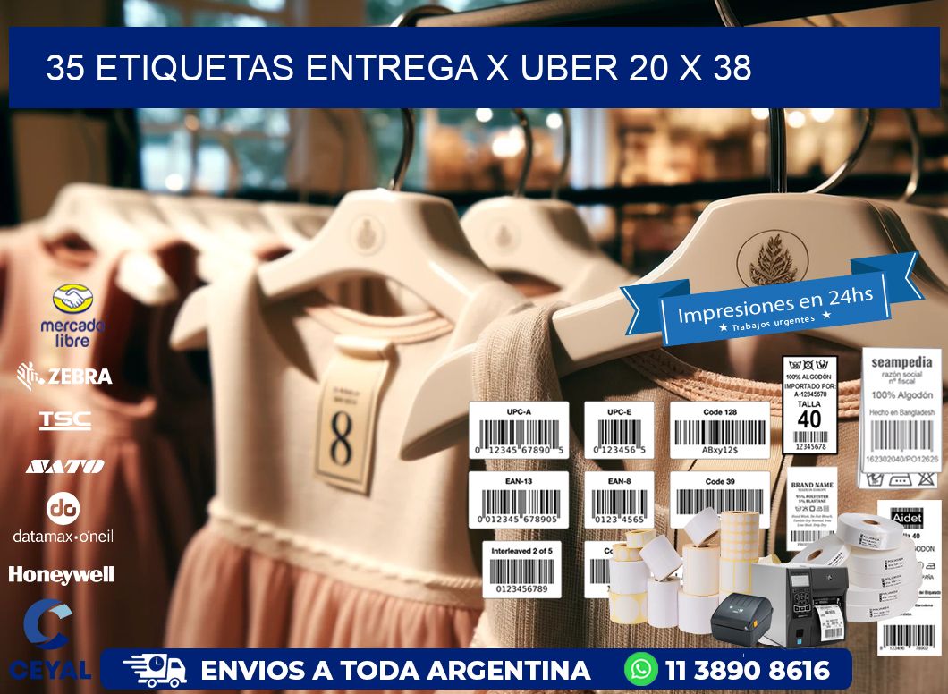 35 ETIQUETAS ENTREGA X UBER 20 x 38