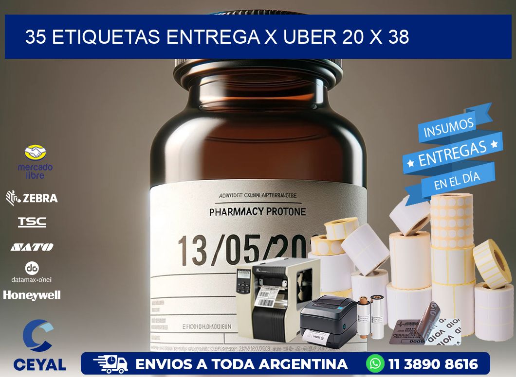 35 ETIQUETAS ENTREGA X UBER 20 x 38