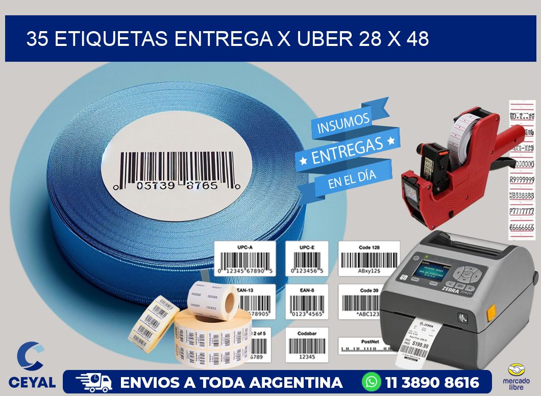 35 ETIQUETAS ENTREGA X UBER 28 x 48