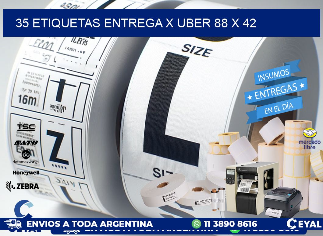 35 ETIQUETAS ENTREGA X UBER 88 x 42