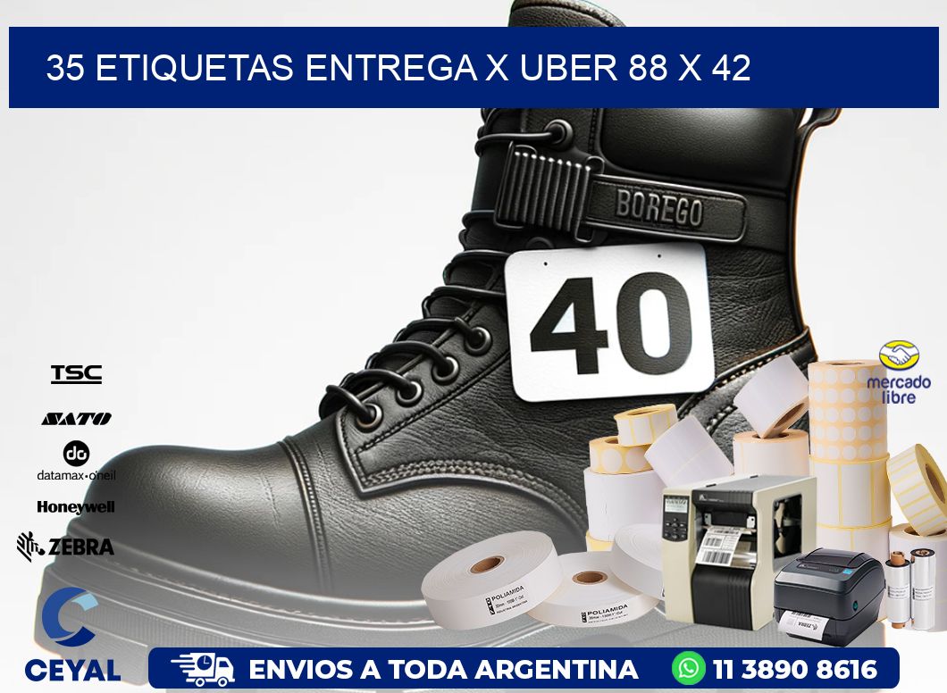 35 ETIQUETAS ENTREGA X UBER 88 x 42