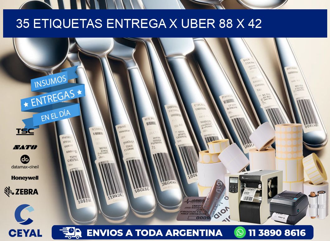 35 ETIQUETAS ENTREGA X UBER 88 x 42