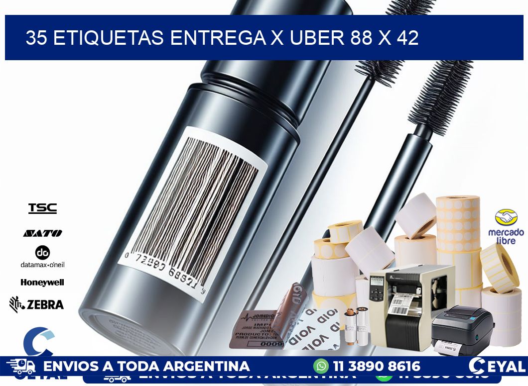 35 ETIQUETAS ENTREGA X UBER 88 x 42