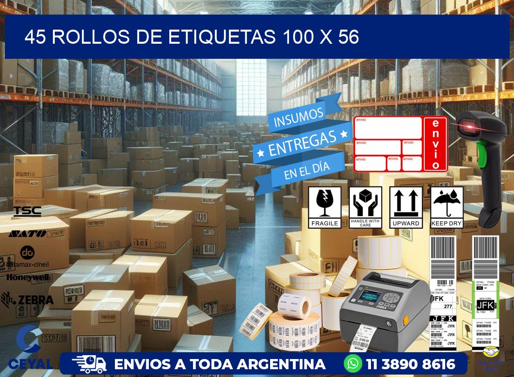 45 ROLLOS DE ETIQUETAS 100 x 56