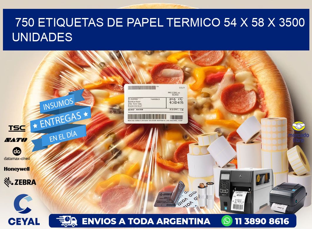 750 ETIQUETAS DE PAPEL TERMICO 54 x 58 X 3500 UNIDADES