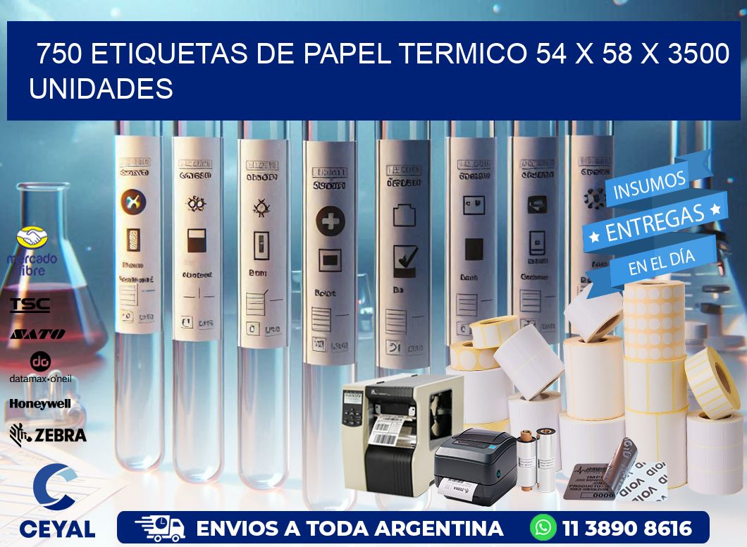 750 ETIQUETAS DE PAPEL TERMICO 54 x 58 X 3500 UNIDADES