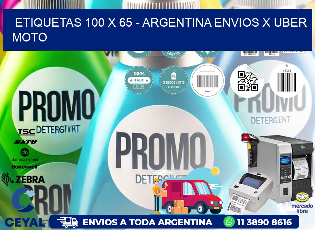 ETIQUETAS 100 x 65 - ARGENTINA ENVIOS X UBER MOTO